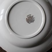 Lot 2 hollow plates and 2 green gilding plates Moulin des Loups