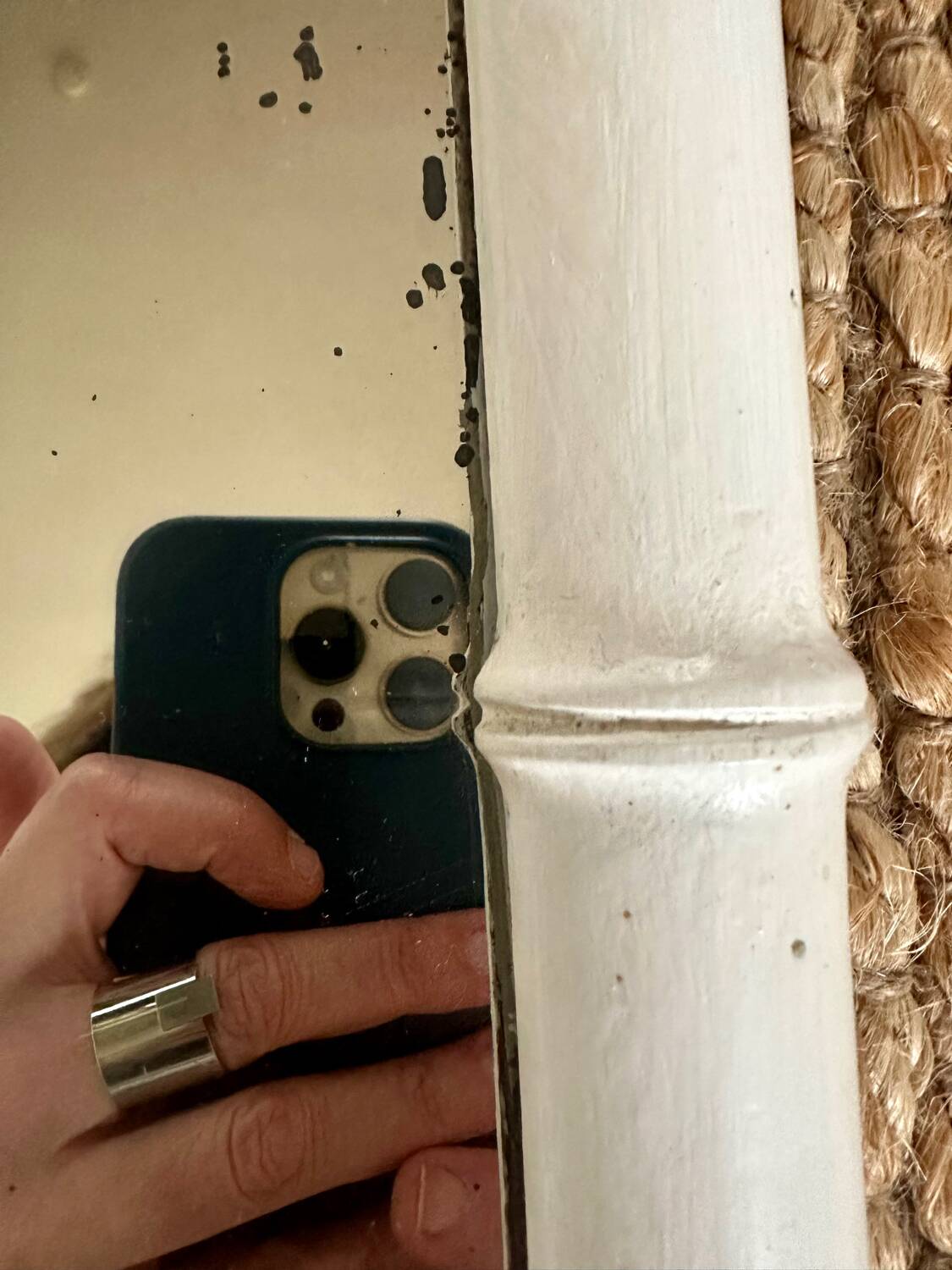 Large bamboo-style wooden mirror