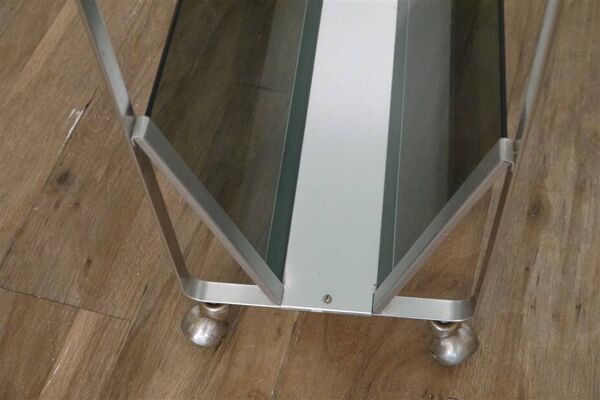 Table d'appoint en alu et verre 1970