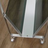 Table d'appoint en alu et verre 1970