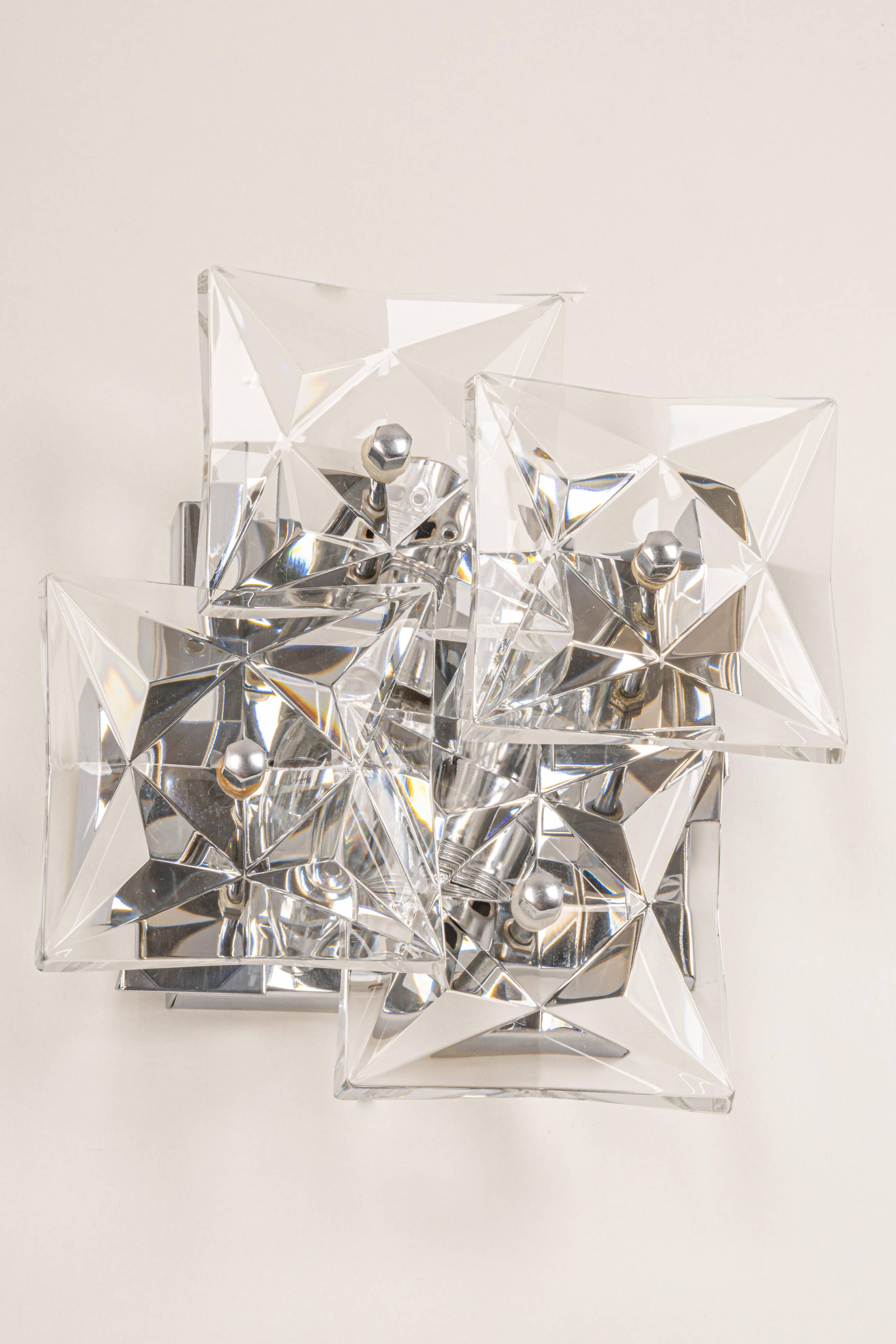 Pair of crystal wall lights by Kinkeldey, Germany, 1970s.