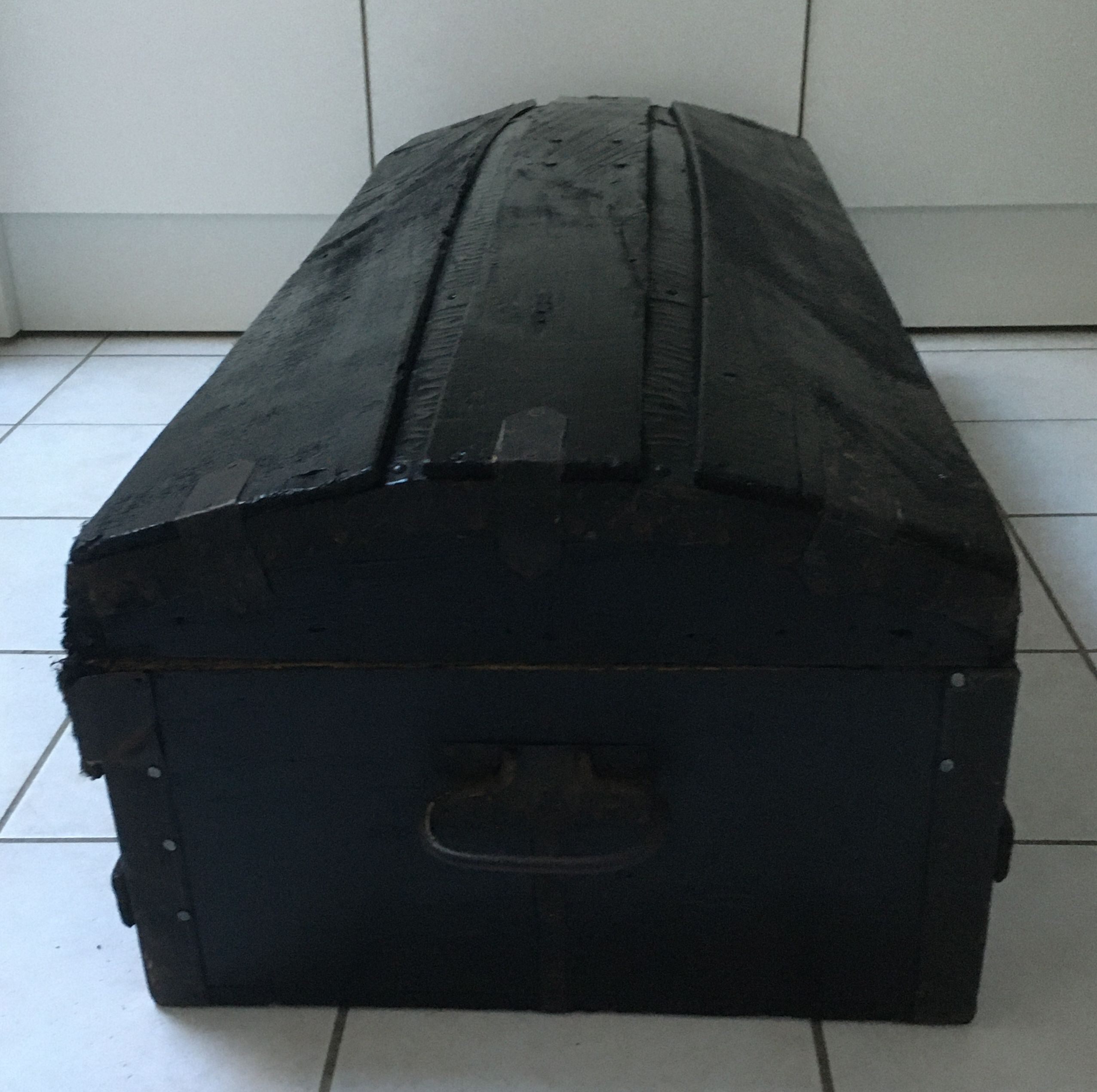 Old 19th century wooden travel chest