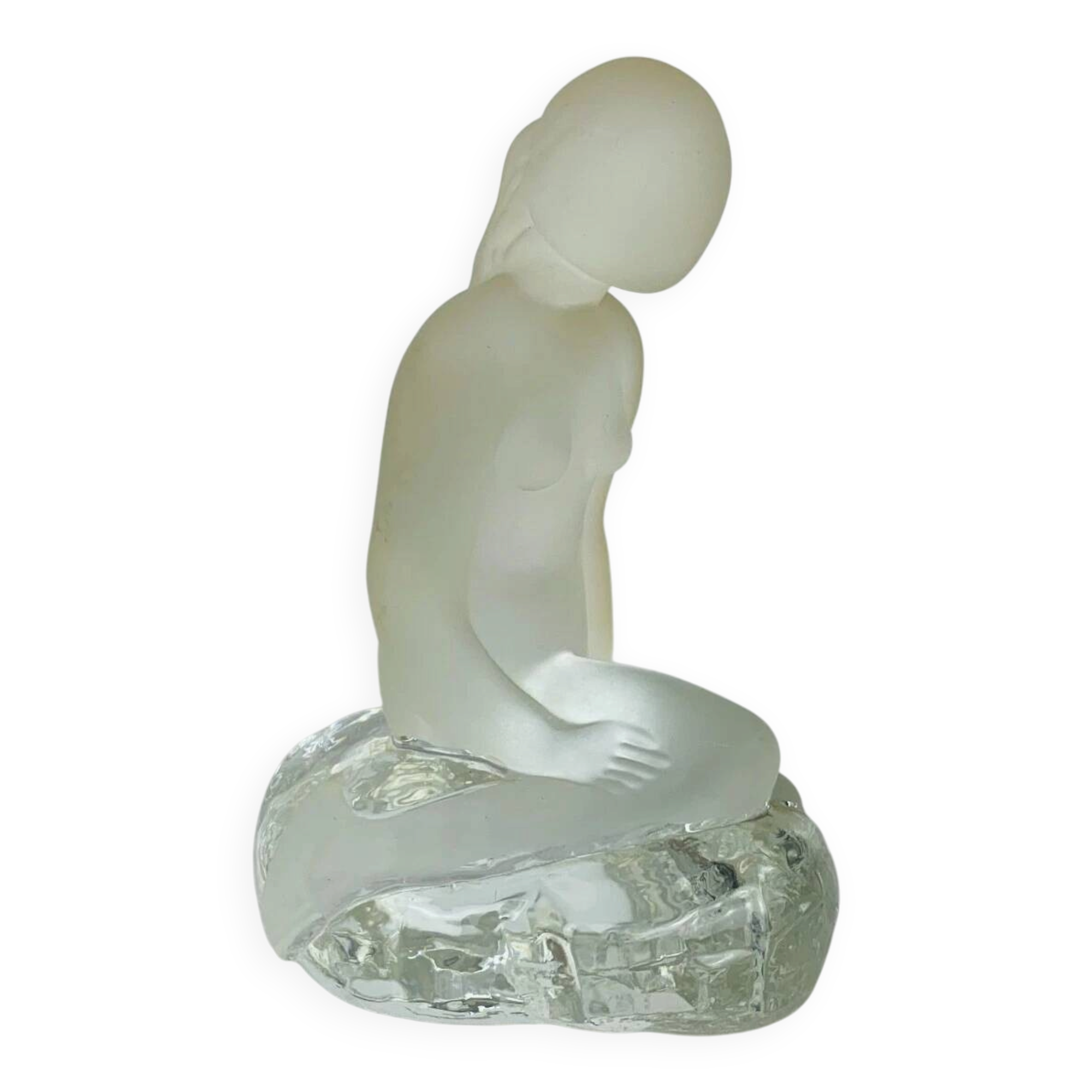 Vintage moulded glass mermaid sculpture.