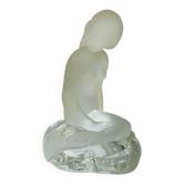 Sculpture femme sirène en verre moulé, vintage