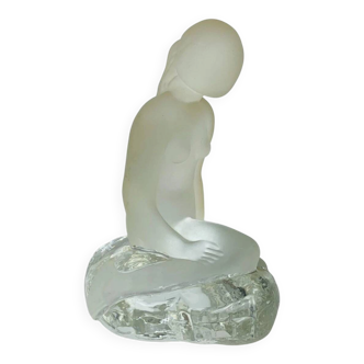 Vintage moulded glass mermaid sculpture.