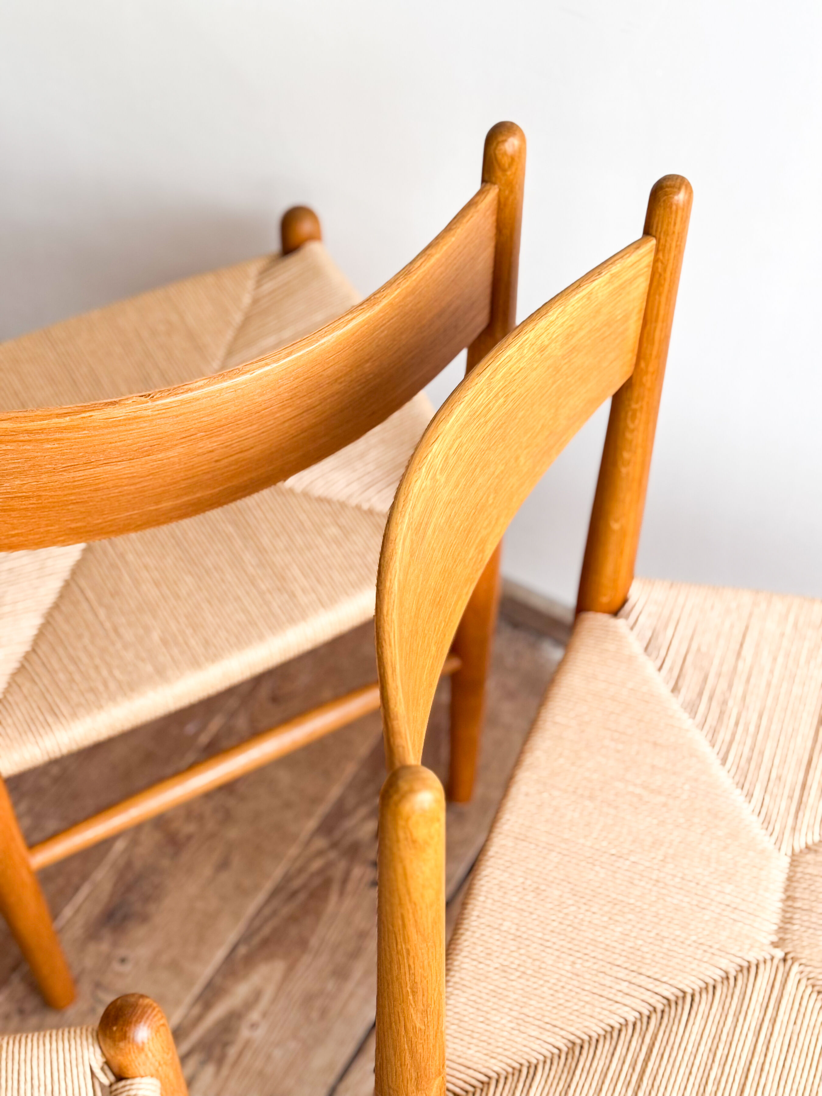 Ensemble de 6 chaises CH36 de Hans J. Wegner en chêne, corde danoise