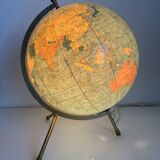 Vintage 1969 globe, tripod glass, Taride world map - 33 cm