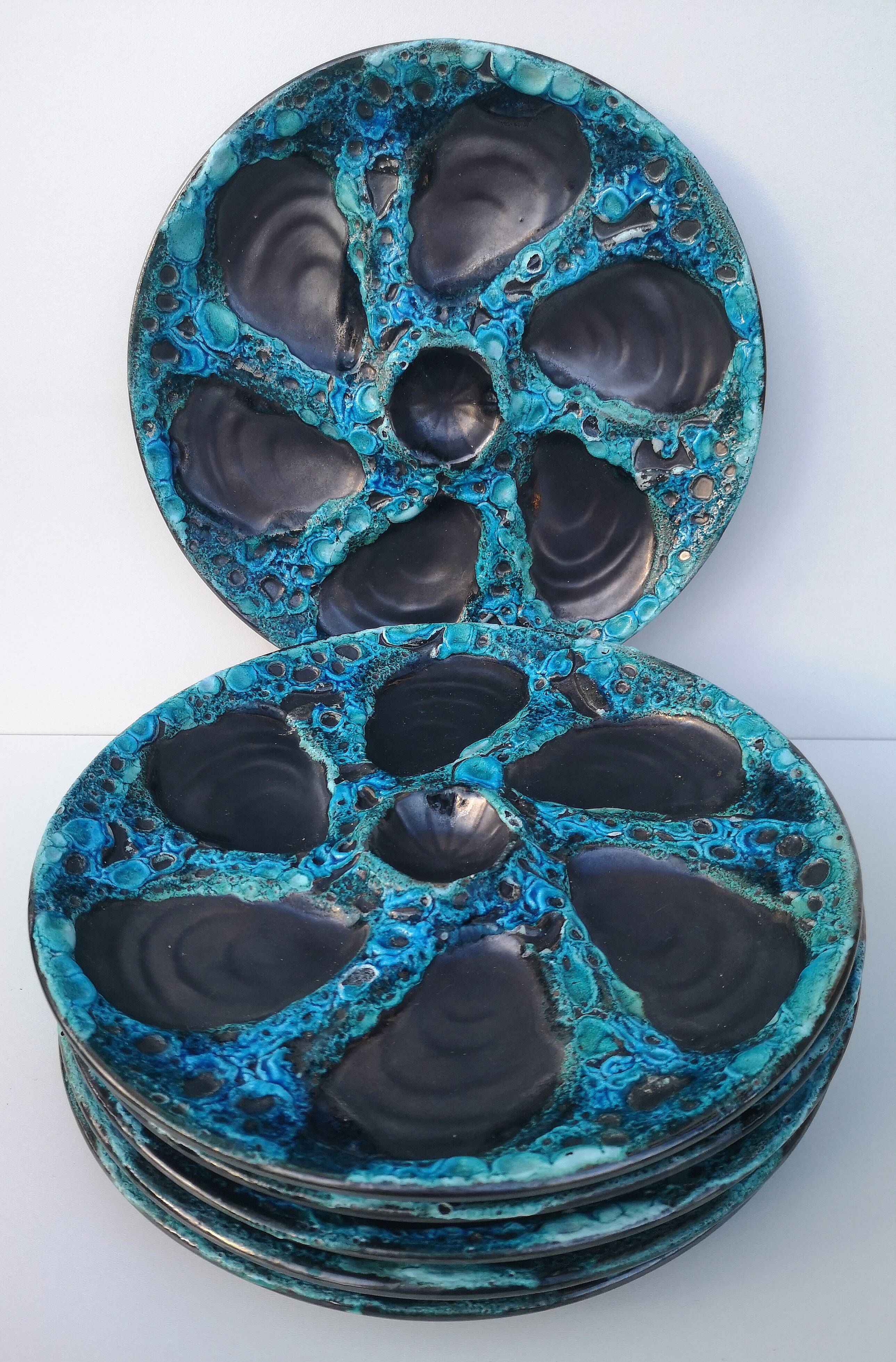 Vintage Fat Lava Oyster Plates