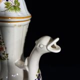 Faience ewer with dragon's head spout - decor 'vieux moustier'