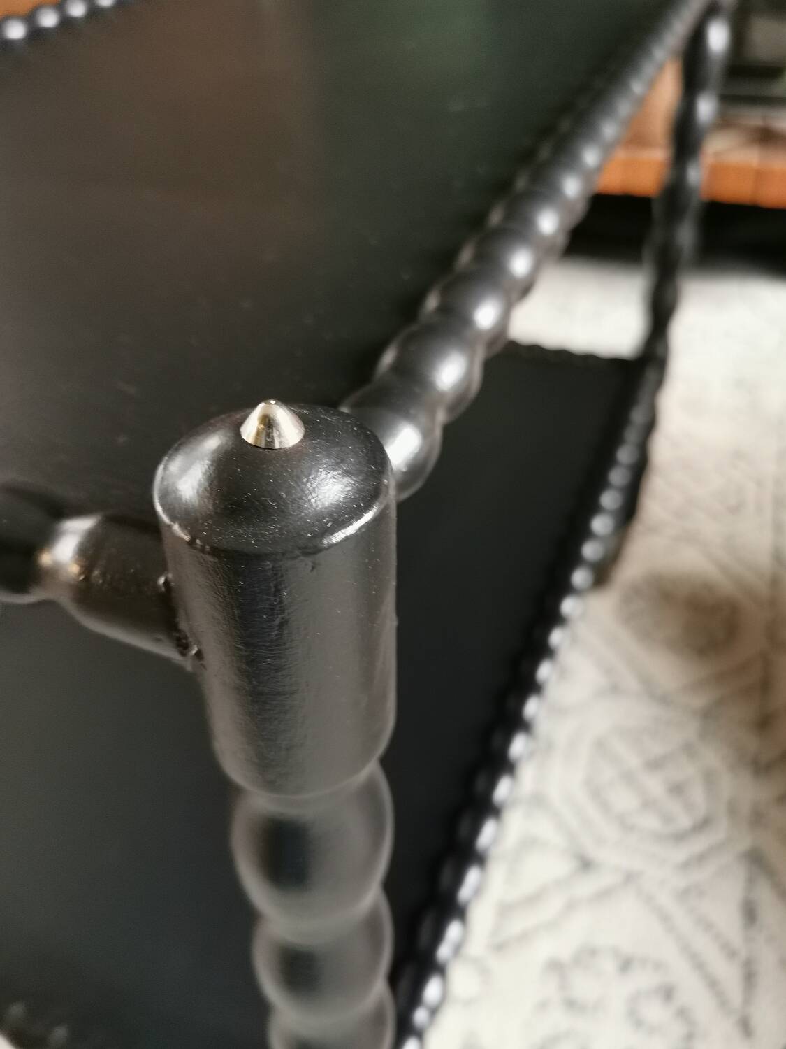 Vintage black rolling serving cart