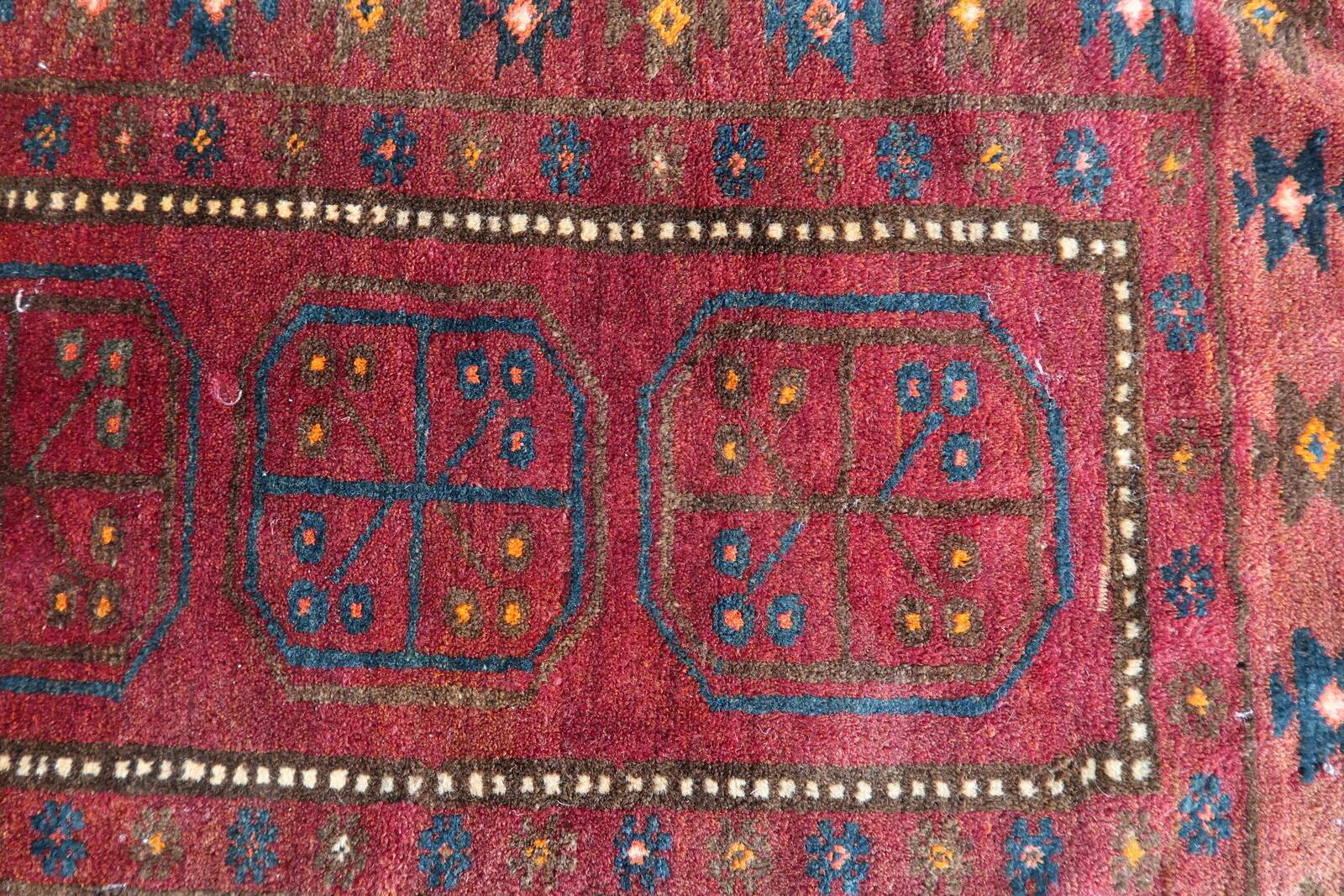 Handmade vintage Afghan Baluch rug 63cm x 109cm 1950s - 1С1169