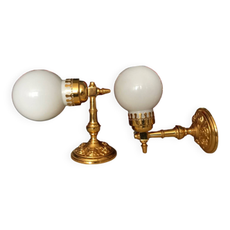 Brass and opal glass wall lights