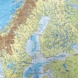 Vintage map Scandinavia Norway Sweden Finland 43x43cm from 1950