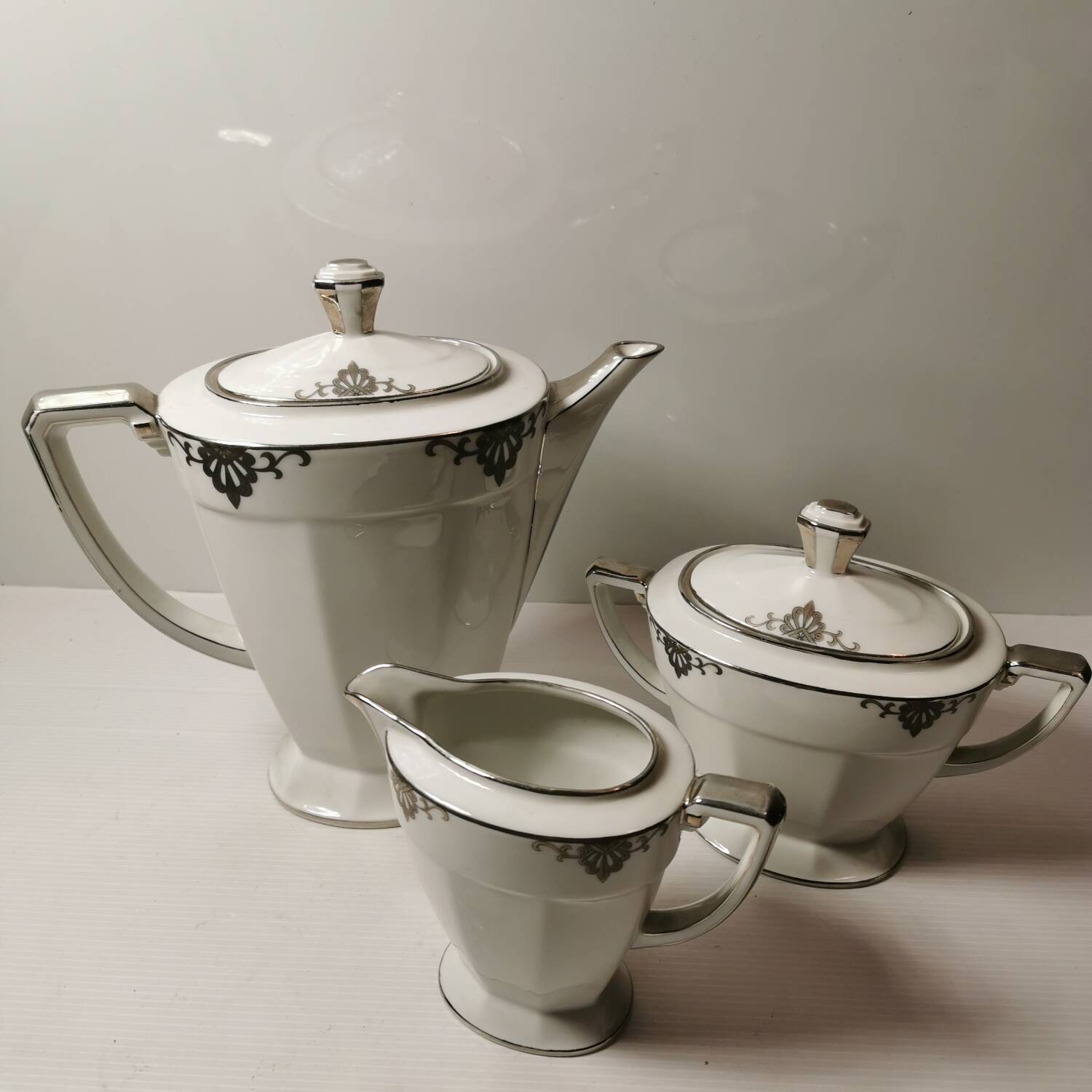 Limoges porcelain coffee maker, sugar bowl, art deco period f. great