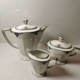 Limoges porcelain coffee maker, sugar bowl, art deco period f. great