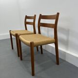 2 Danish Mid-Century Teak Dining Chairs #84 by Niels O. Møller for J. L. Moller