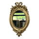 Miroir ovale à frontons Louis XVI et perlé 49,5/31cm feuille d’or 