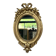 Miroir ovale à frontons Louis XVI et perlé 49,5/31cm feuille d’or 