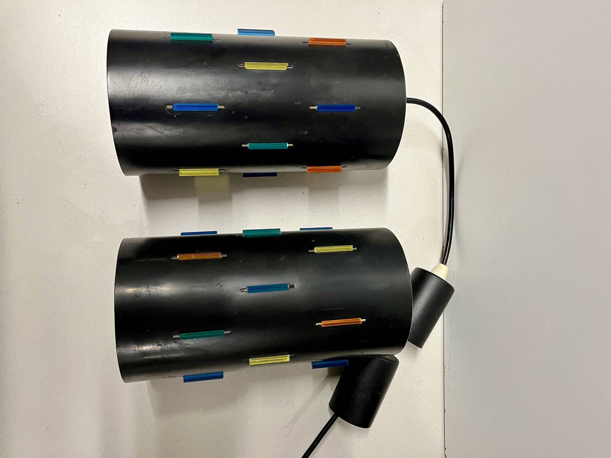 Pair of Rotaflex light fixtures from the 1960s.
