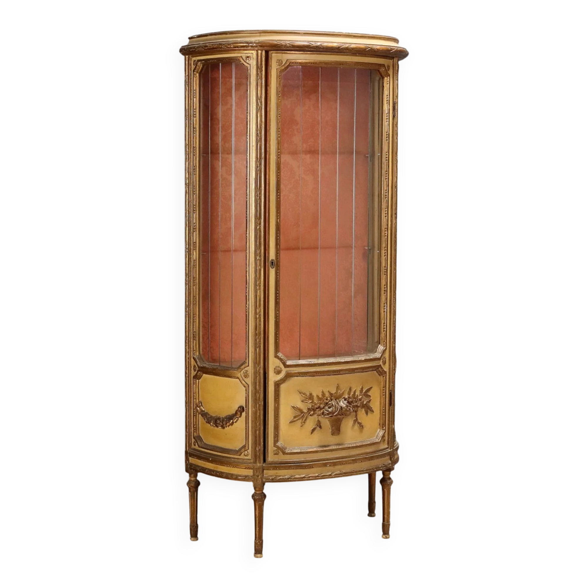Vitrine ancienne de style néoclassique en bois sculpté, XIXe siècle