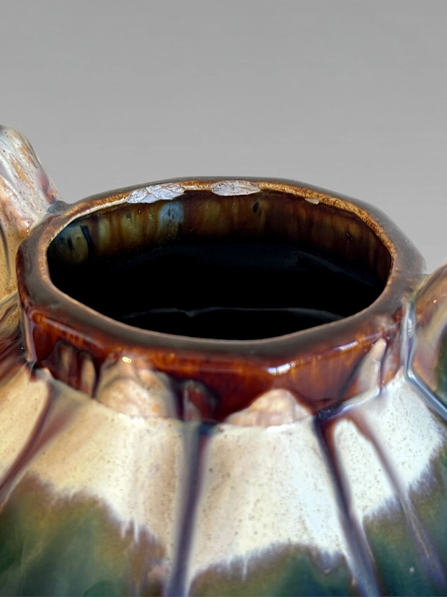 Art Deco vase in glazed ceramic attributed to Thulin, Belgium, 1930s.