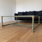 Coffee table in travertine bronze and copper