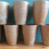 Set of 8 hand-turned stoneware cups or glasses