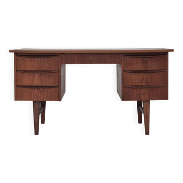 1960s, Danish teak wood desk, drawers.