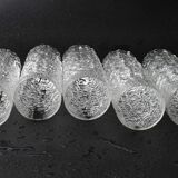 Set of 5 Vintage Bark Patterned Tumblers / Mid-Century Pressed Glass /Italy