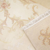 Handmade cream oriental chinese wool rug 124x182cm