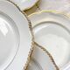 7 Vintage White and Gold Porcelain SPF Dinner Plates – Geometric