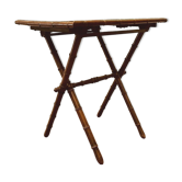 Folding table in cedar magnifying glass bamboo leg XX century