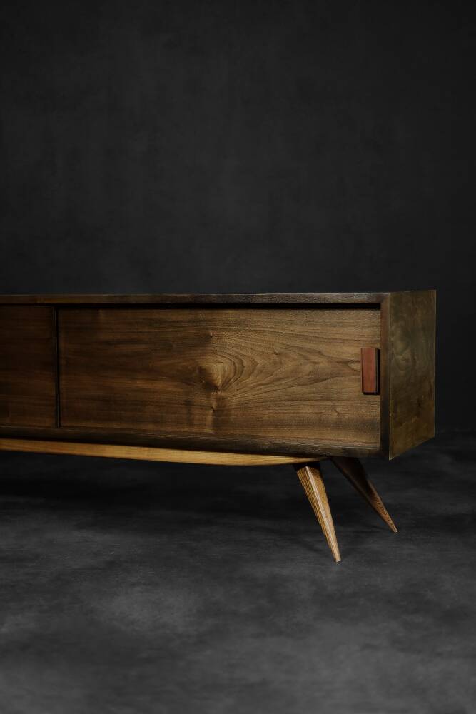 Mid-Century Scandinavian Classic Modern Birch Sideboard with Walnut Front, 1960s