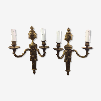 Pair of st louis XVI bronze wall lamps