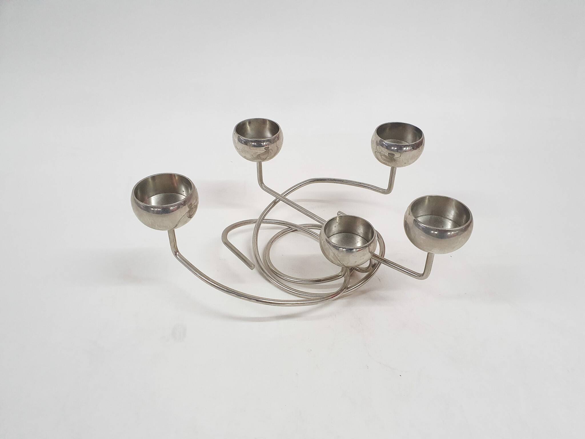 Metal design tea light holder, The Netherlands 1980's