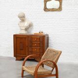 Oak Sculpted Art Deco Cabinet by Charles Dudouyt France, 1930s