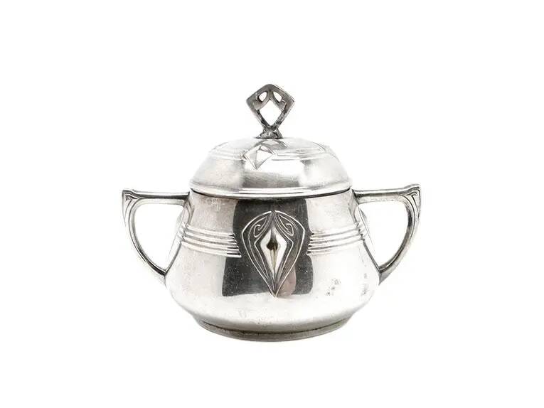 Art Nouveau sugar bowl, silver-plated brass, WMF, Germany, early 20th century