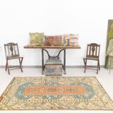 5x8 Shades Of Copper Green Vintage Oushak Rug, 146x227Cm SKU 24356