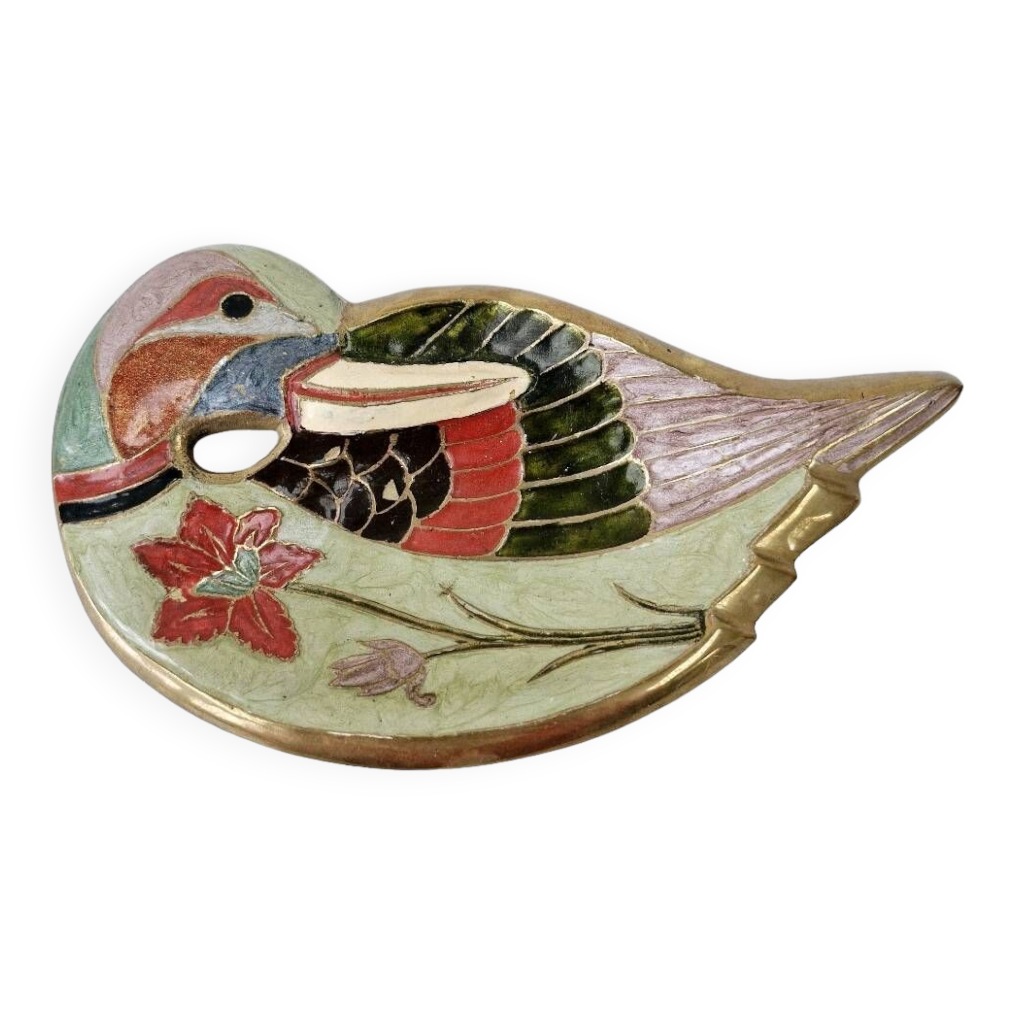 Pocket tray art deco ashtray enameled brass