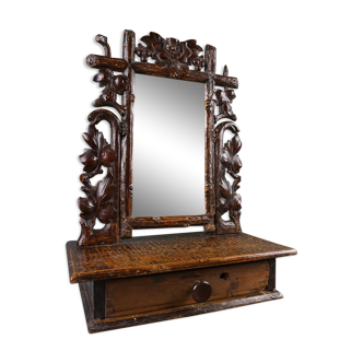 Wooden mirror dressing table with beautiful sculptures