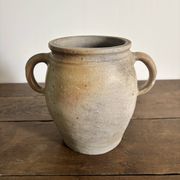 Ancien pot à graisse/vase en grès vernissé vintage – 2 anses