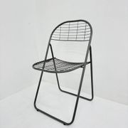Niels Gammelgaard for Ikea grey wire metal folding chair, 1970s