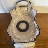 Vintage Ceramic Salad Bowl with Blue Floral Decor, Made in Italy