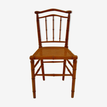 Chaise de chambre assise cannée bambou Napoléon III