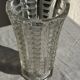 Vintage geometric moulded glass flared vase H21