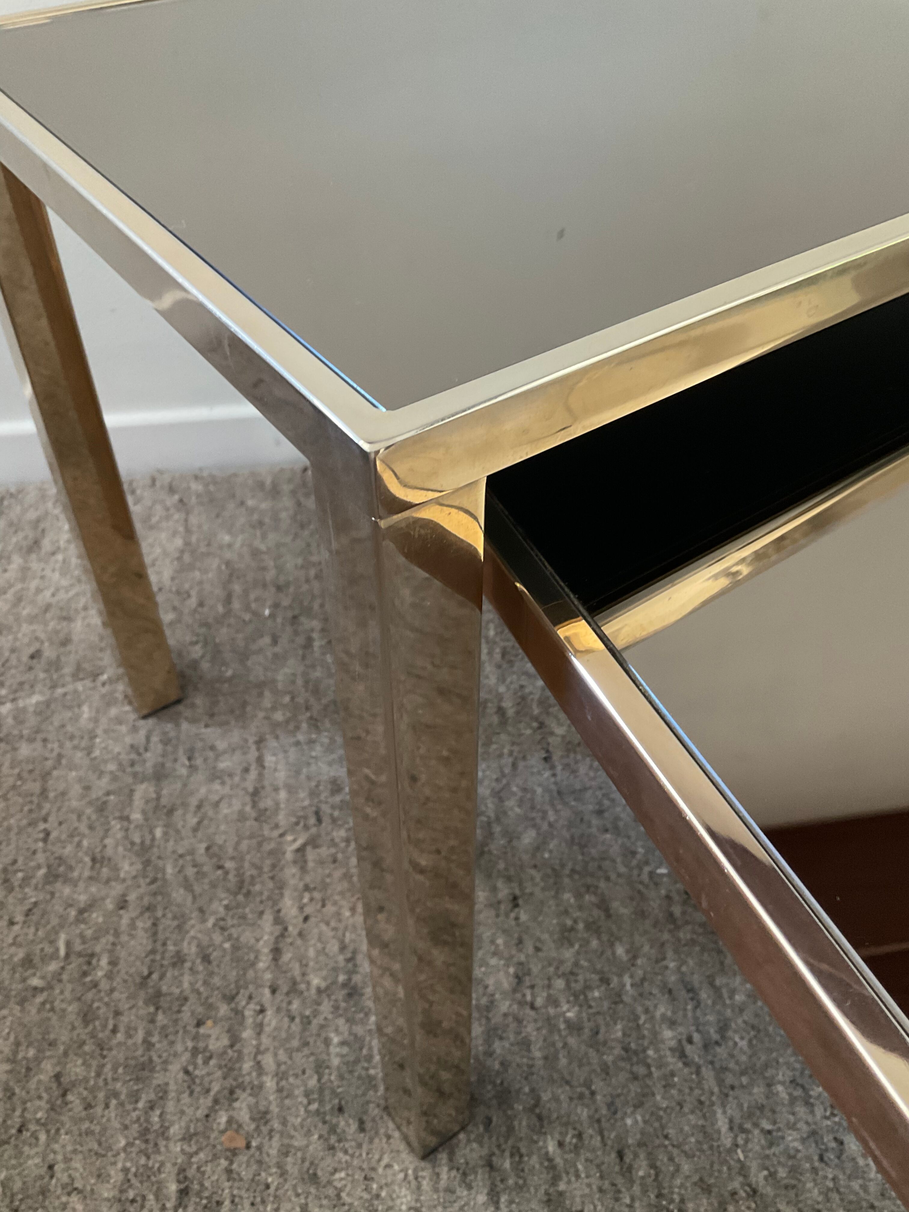 Series of 3 Belgo Chrom trundle tables from the 70s