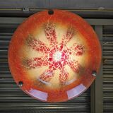 Antique orange German Art Deco WMF Ikora glass pendant lamp 1930