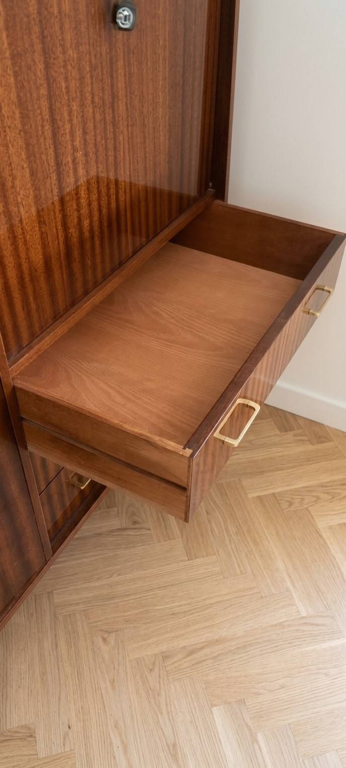 Vintage 1950s wooden secretary cabinet