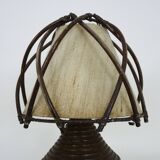 Bedside lamp, table lamp in rattan, bamboo Louis Sognot. 50s