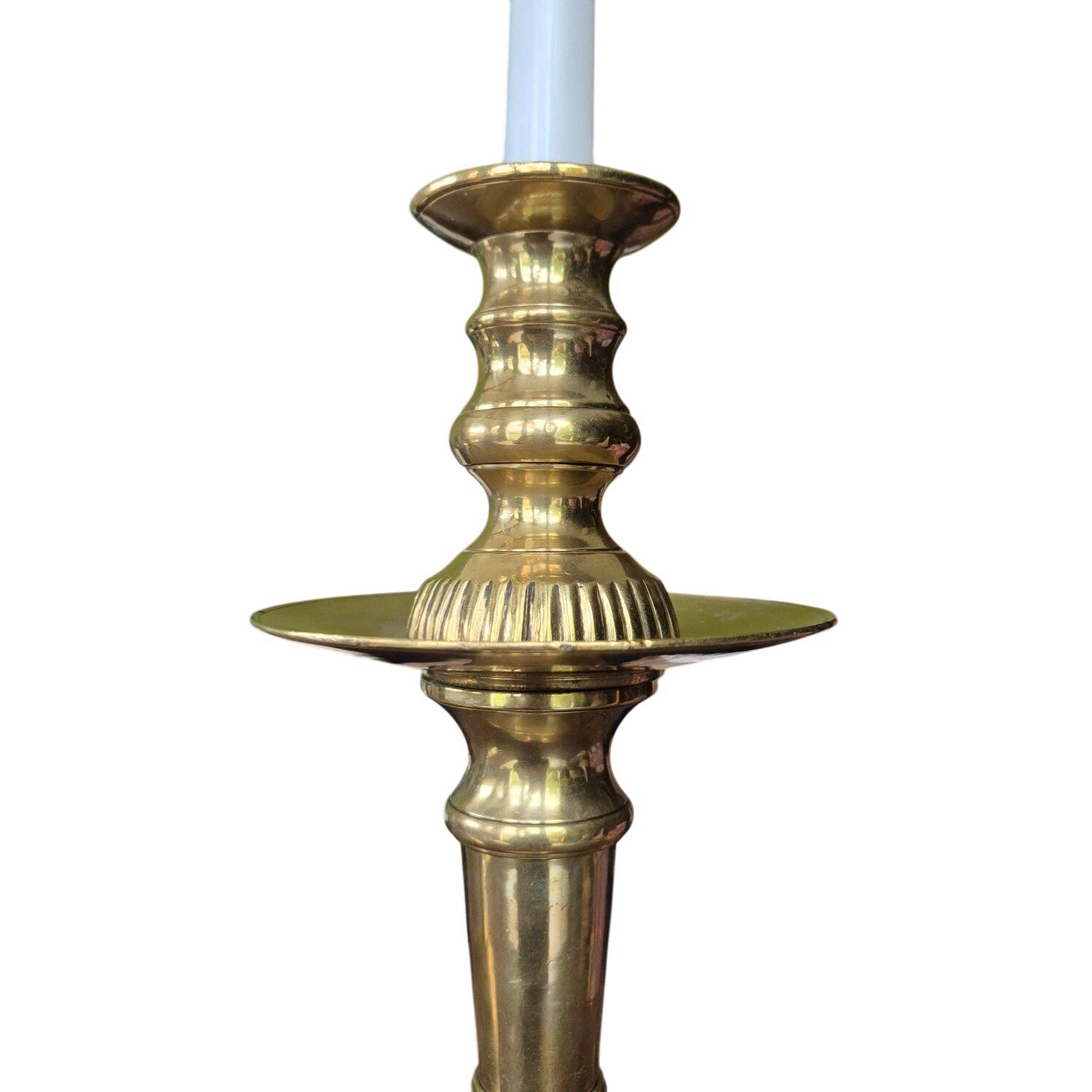 Pair of antique Moroccan brass candlesticks.